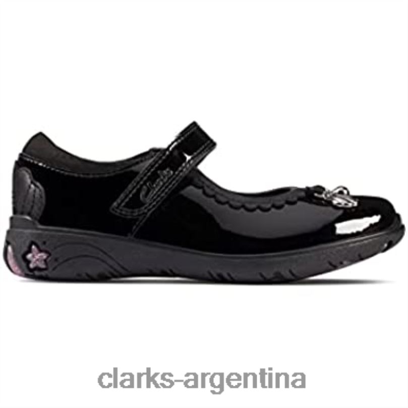 Clarks niños 2FZPZ490 Zapatos clarks sea shimmer de charol para niño negro