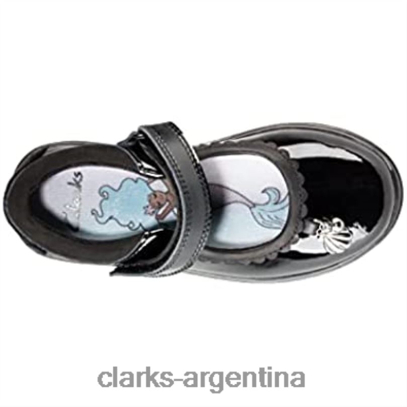 Clarks niños 2FZPZ490 Zapatos clarks sea shimmer de charol para niño negro