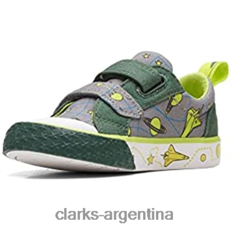 Clarks niños 2FZPZ763 clarks foxing lo niño textil lona gris