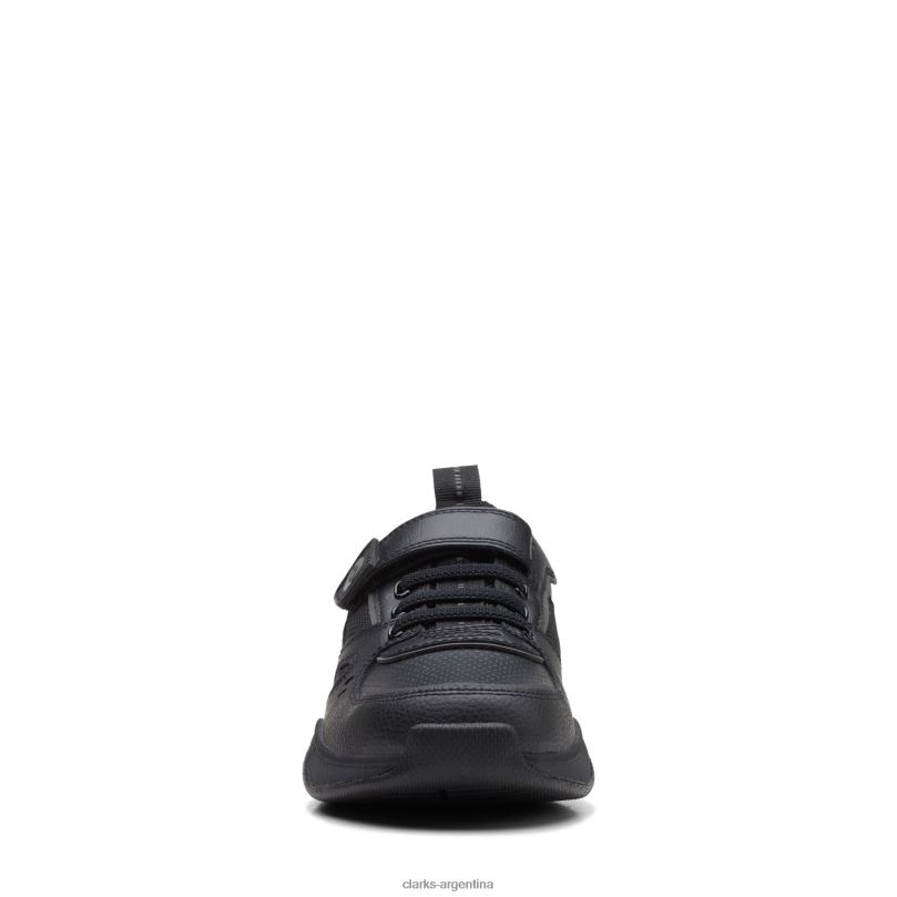 Clarks niños 2FZPZ3824 clarks grip de cuero negro trade o cuero negro