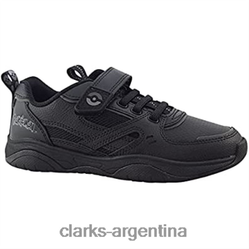 Clarks niños 2FZPZ492 grip trade zapatos de niño de cuero negro clarks