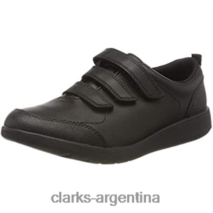 Clarks niños 2FZPZ1020 Zapatillas de deporte para niño scape sky k de piel negra de corte ancho para uniforme escolar clarks cuero negro