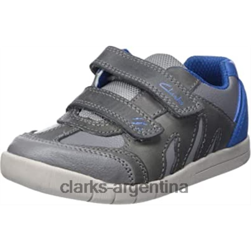 Clarks niños 2FZPZ1278 Zapatilla Rex Play K para niño gris azul clarks gris azul