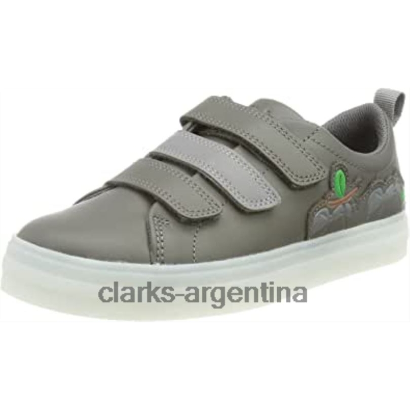 Clarks niños 2FZPZ820 Zapatilla niño flare bug k piel gris oscuro clarks cuero gris oscuro