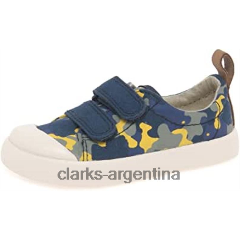 Clarks niños 2FZPZ259 Clarks Halcy High zapatos de lona para niño, camuflaje azul marino