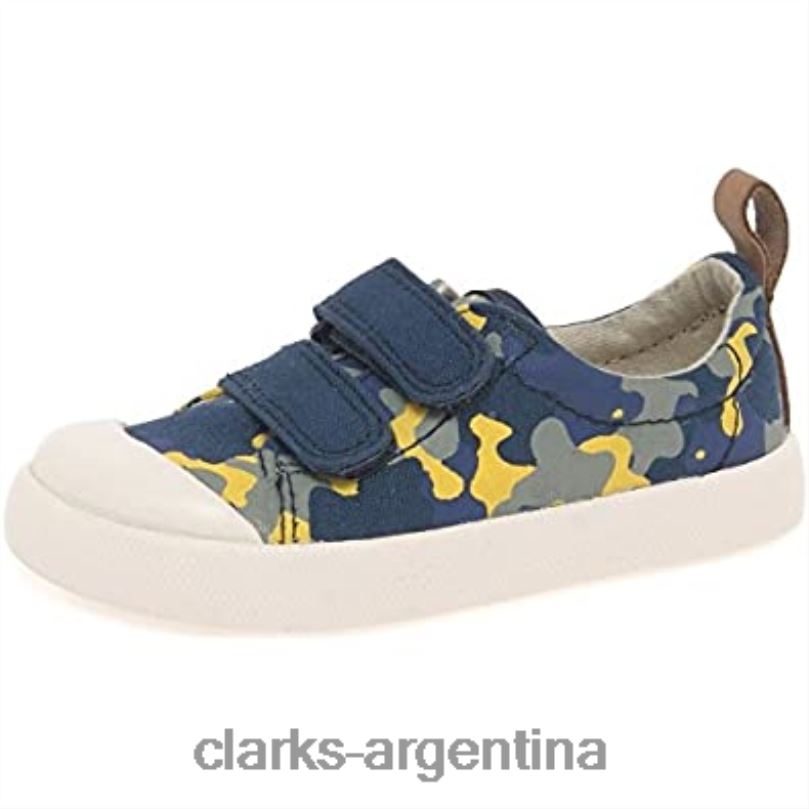 Clarks niños 2FZPZ259 Clarks Halcy High zapatos de lona para niño, camuflaje azul marino