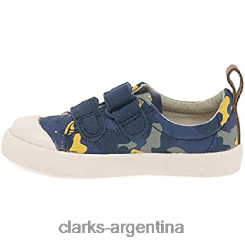 Clarks niños 2FZPZ259 Clarks Halcy High zapatos de lona para niño, camuflaje azul marino