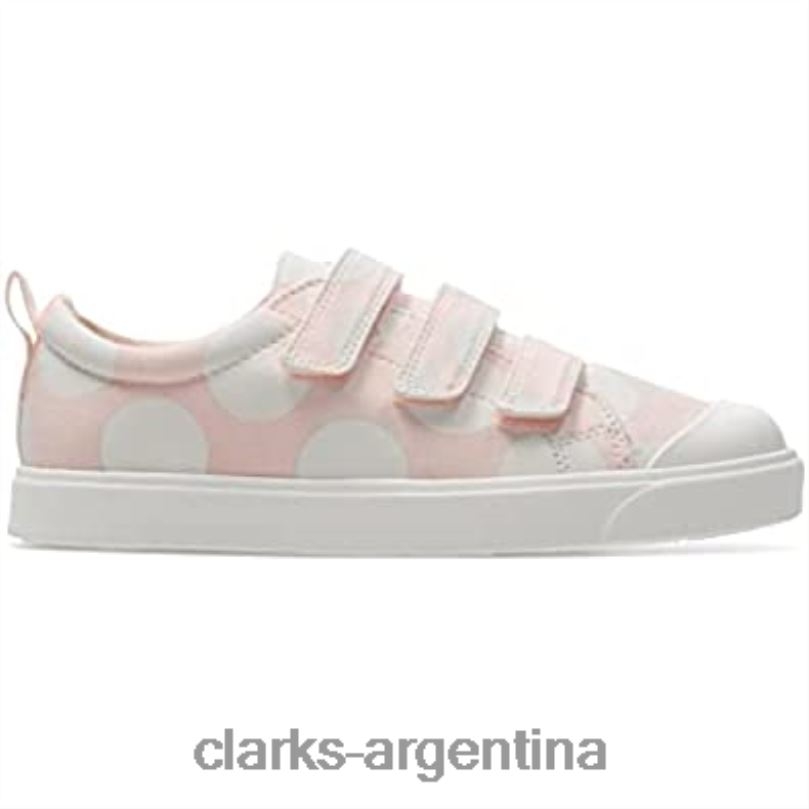 Clarks niños 2FZPZ651 Clarks rosa niños niños niñas zapatos de lona con gancho y bucle City flare lo k rosa