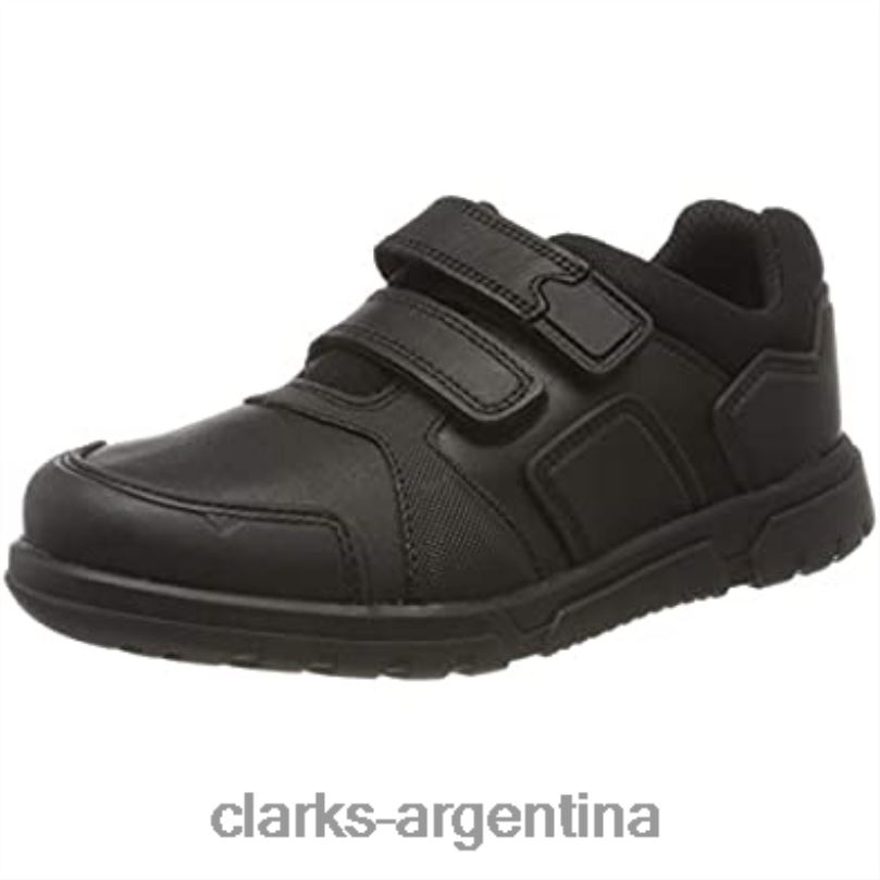 Clarks niños 2FZPZ812 zapatos escolares negro cuero blake street cuero negro niño rip tape clarks cuero negro