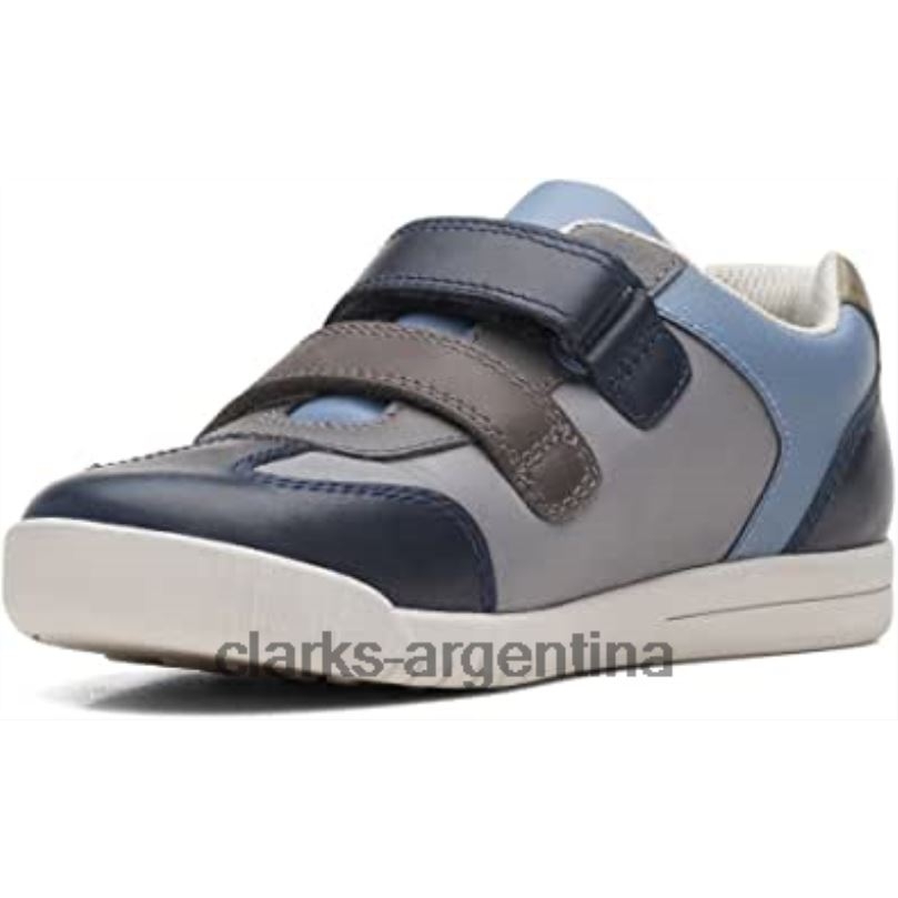 Clarks niños 2FZPZ155 zapatos clarks den stripes de cuero para niños