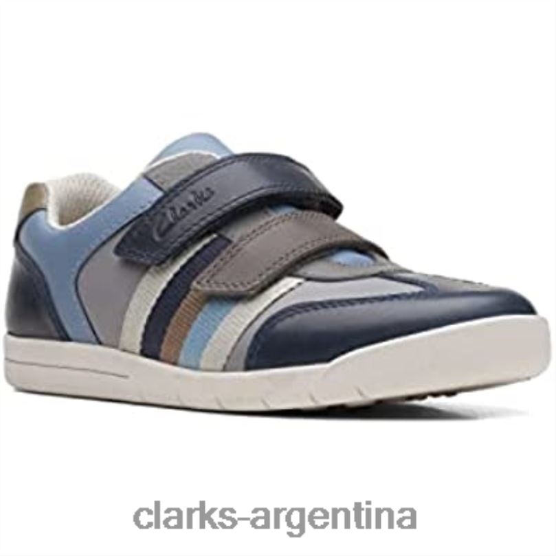 Clarks niños 2FZPZ155 zapatos clarks den stripes de cuero para niños
