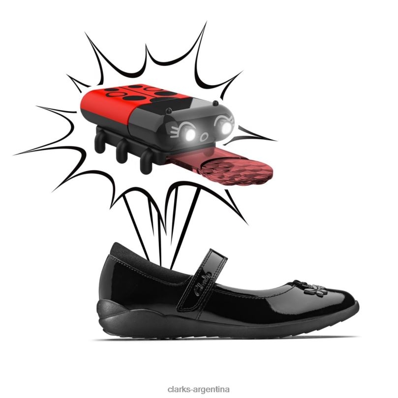 Clarks niños 2FZPZ5870 vibrante trail kid charol negro charol negro clarks charol negro