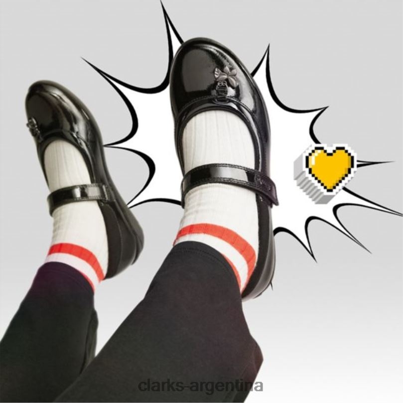 Clarks niños 2FZPZ5870 vibrante trail kid charol negro charol negro clarks charol negro