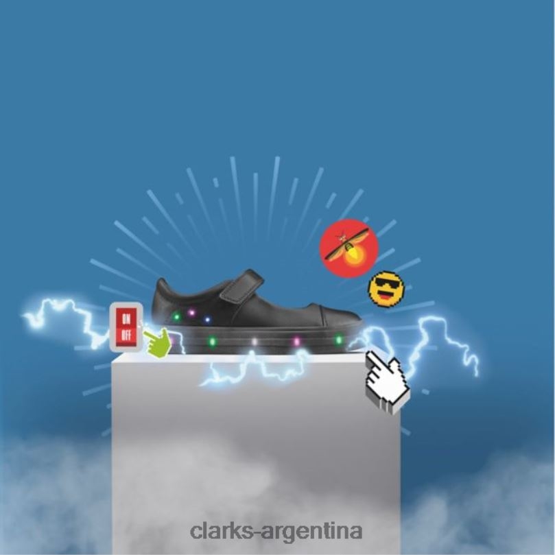 Clarks niños 2FZPZ5874 clarks flare shiny niño cuero negro cuero negro cuero negro