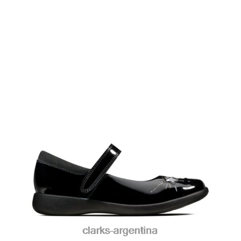 Clarks niños 2FZPZ5885 grabado chispa niño charol negro clarks black charol charol negro