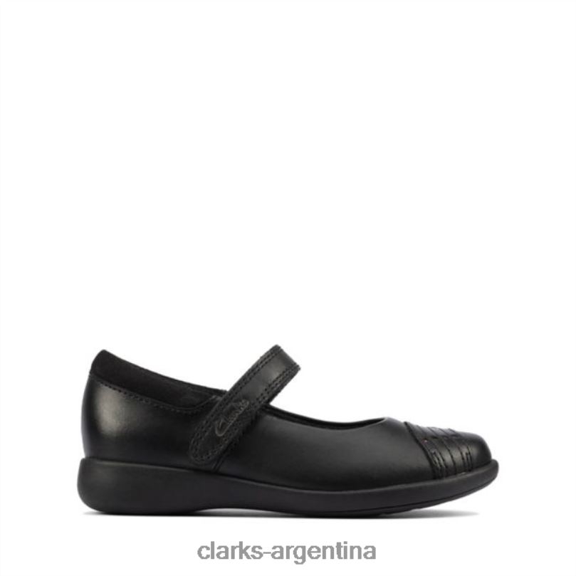 Clarks niños 2FZPZ5900 clarks de cuero negro para niños pequeños grabados en cuero negro cuero negro