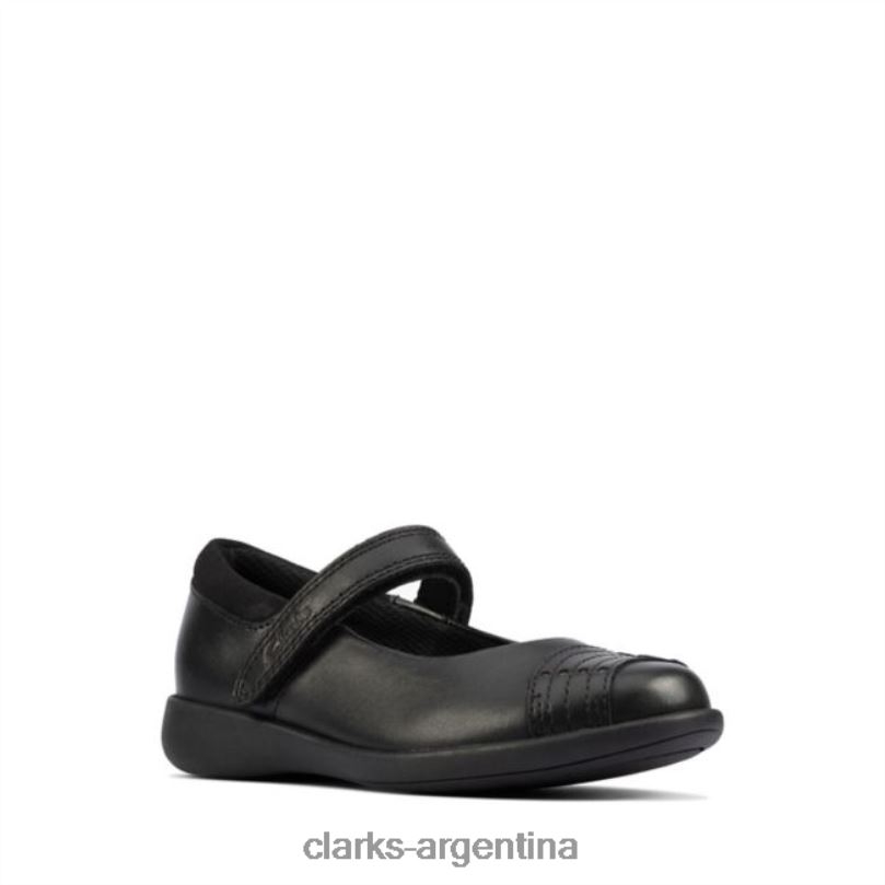 Clarks niños 2FZPZ5900 clarks de cuero negro para niños pequeños grabados en cuero negro cuero negro