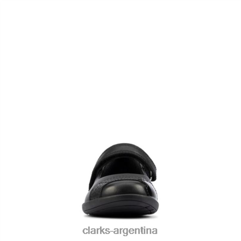 Clarks niños 2FZPZ5900 clarks de cuero negro para niños pequeños grabados en cuero negro cuero negro