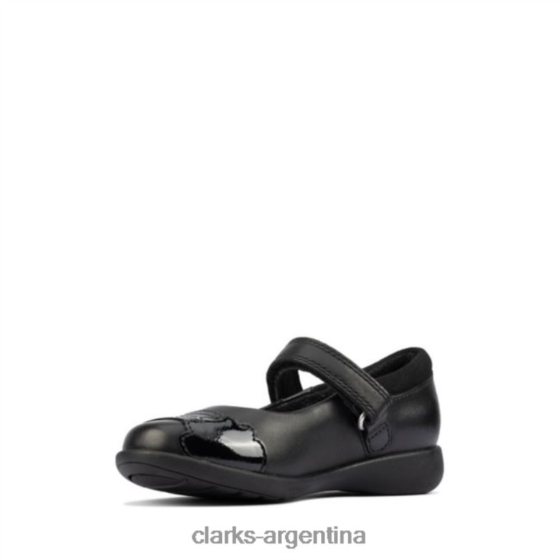 Clarks niños 2FZPZ5900 clarks de cuero negro para niños pequeños grabados en cuero negro cuero negro