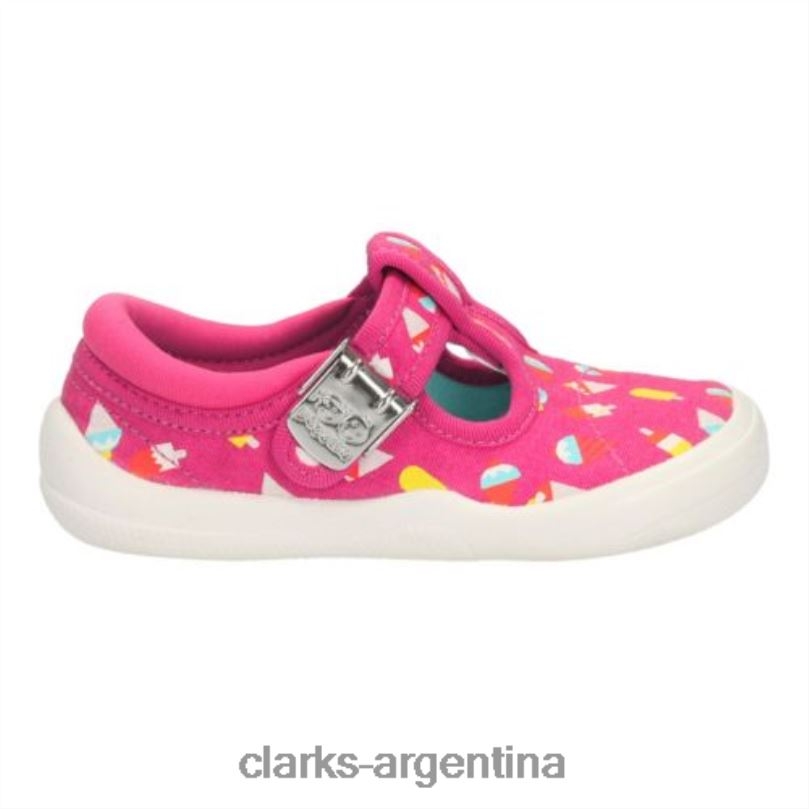 Clarks niños 2FZPZ4593 Tela rosa intenso de Clarks con lazo briley fst e fit tela rosa fuerte