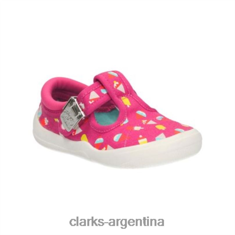 Clarks niños 2FZPZ4593 Tela rosa intenso de Clarks con lazo briley fst e fit tela rosa fuerte