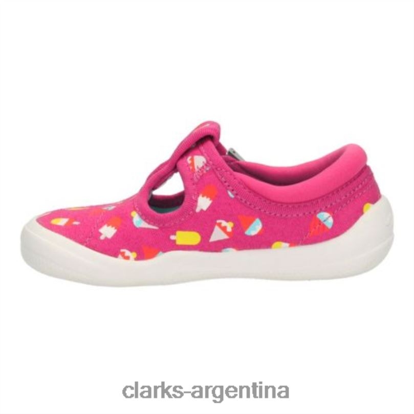 Clarks niños 2FZPZ4593 Tela rosa intenso de Clarks con lazo briley fst e fit tela rosa fuerte