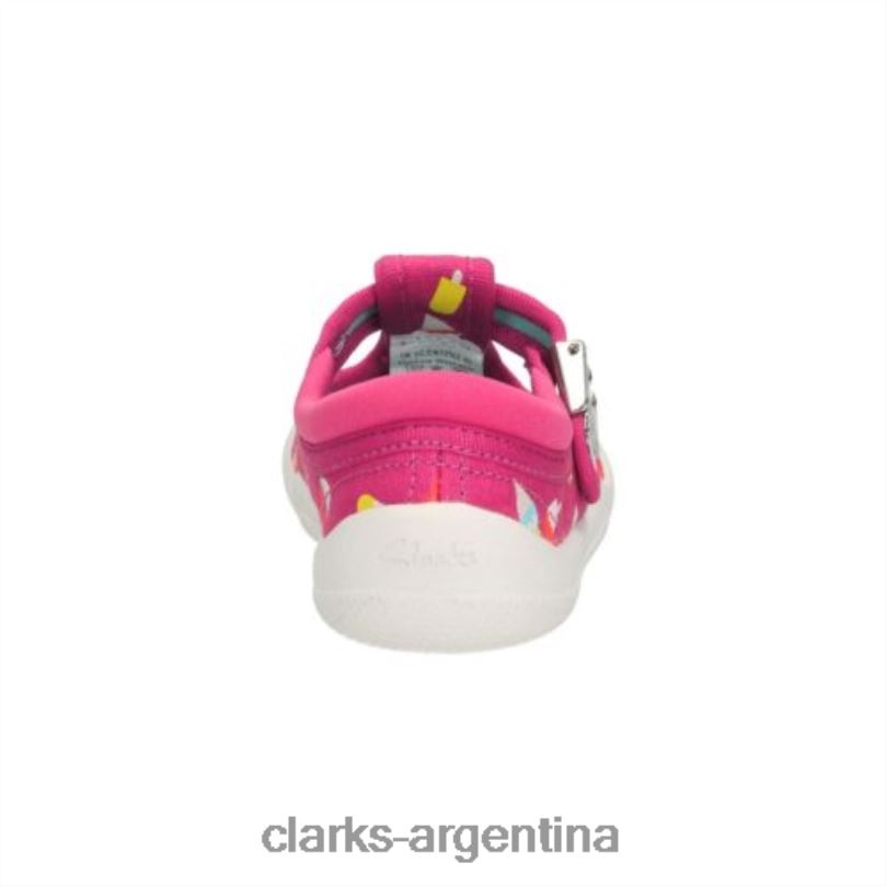 Clarks niños 2FZPZ4593 Tela rosa intenso de Clarks con lazo briley fst e fit tela rosa fuerte