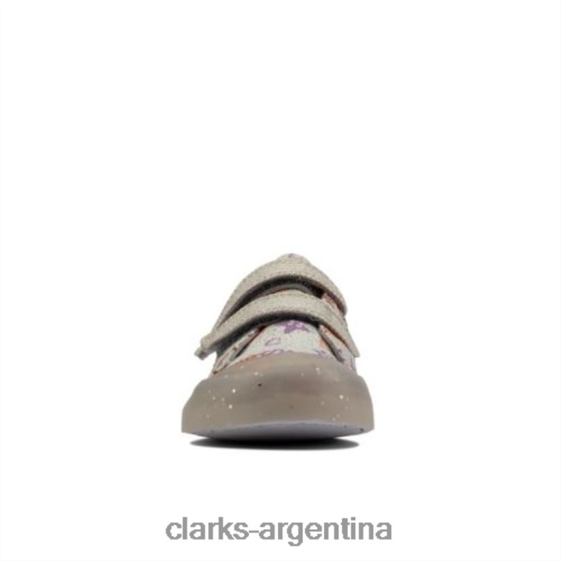 Clarks niños 2FZPZ4598 foxing print inf f fit clarks plateados plata