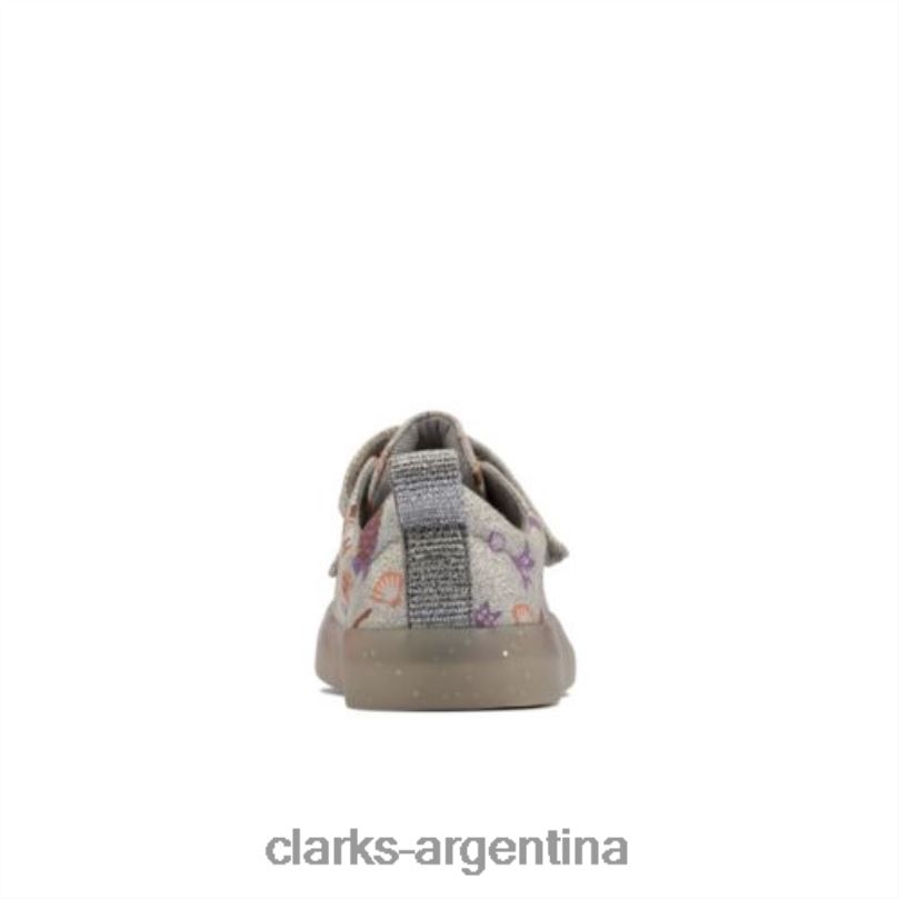 Clarks niños 2FZPZ4598 foxing print inf f fit clarks plateados plata