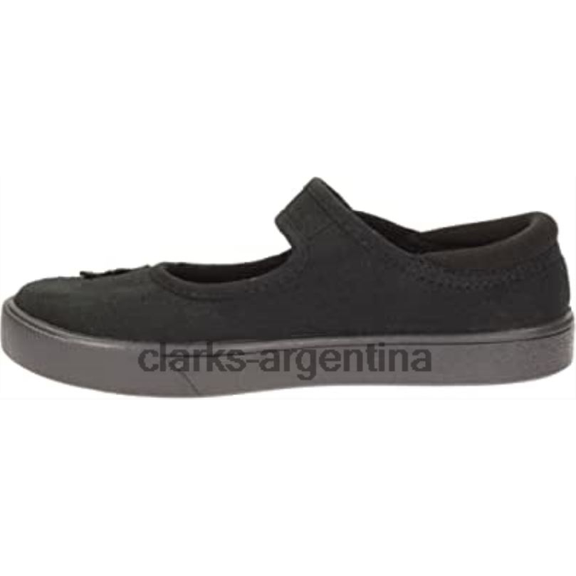 Clarks niños 2FZPZ2606 Zapatillas colegiales de ballet unisex para niños hopper go horma ancha tejido negro clarks tela negra de corte ancho