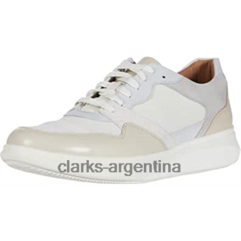 Clarks unisexo 2FZPZ706 clarks un Globe run blanco/piedra cuero/texto combinado blanco piedra cuero texto combinado combi texto cuero piedra blanco
