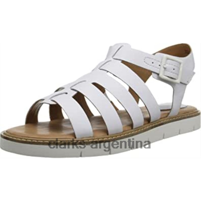 Clarks unisexo 2FZPZ2270 Sandalia de gladiador de cuero con punta abierta Lydie Kona Clarks de cuero blanco cuero blanco