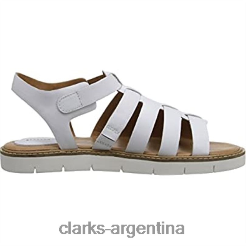 Clarks unisexo 2FZPZ2270 Sandalia de gladiador de cuero con punta abierta Lydie Kona Clarks de cuero blanco cuero blanco