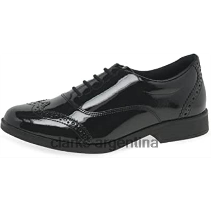 Clarks unisexo 2FZPZ151 zapatos juveniles de cuero aubrie tap charol negro clarks