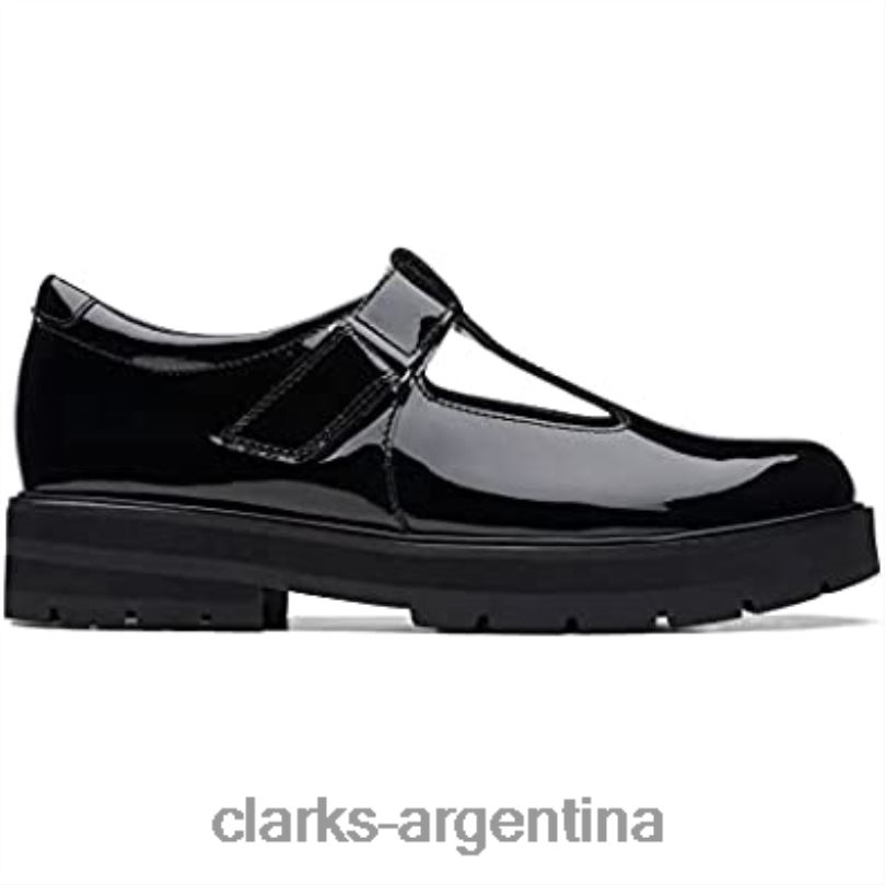 Clarks unisexo 2FZPZ2690 zapatos clarks prague brill juvenil de piel charol negro