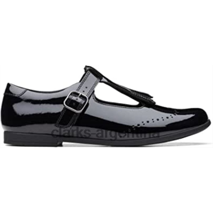 Clarks unisexo 2FZPZ511 zapatos de cuero scala Teen juvenil clarks negros