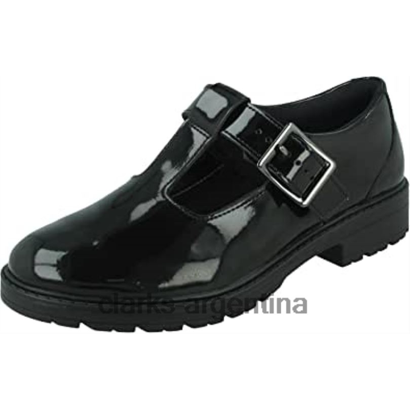 Clarks unisexo 2FZPZ554 zapatos clarks loxham shiny juvenil charol negro