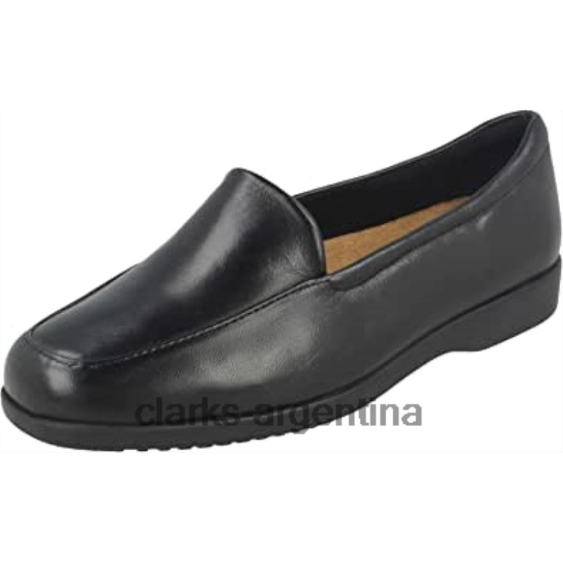 Clarks unisexo 2FZPZ584 Zapatos planos estilo mocasín clarks para mujer georgia cuero negro